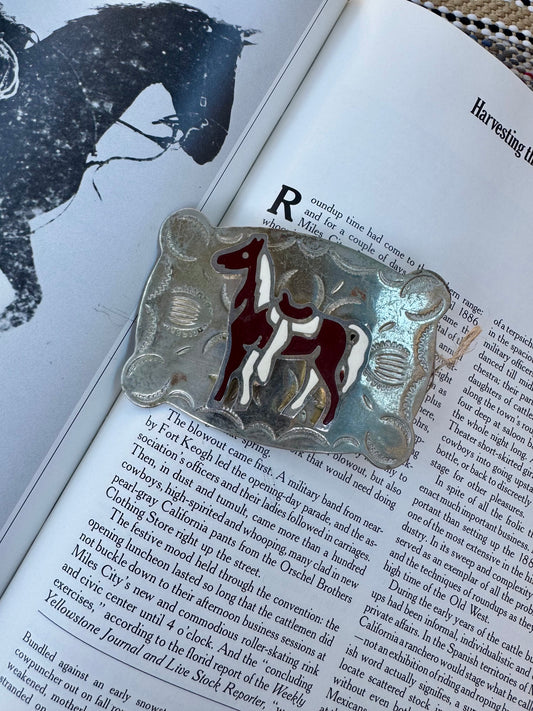 Painted pony belt buckle