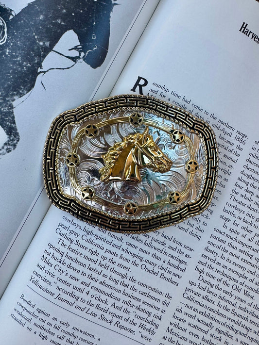 Large horse belt buckle